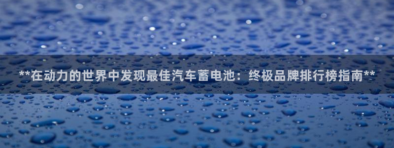 优发国际官网网站入口：**在动力的世界中发现最佳汽车蓄电池：终极品牌排行榜指南**